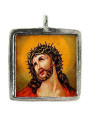 Jesus in Crown of Thorns - Pewter Picture Pendant (PW401)
