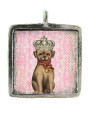 Vintage Dog w/Crown - Pewter Picture Pendant (PW437)