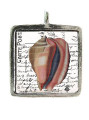Vintage Seashell w/Letter - Pewter Picture Pendant (PW509)