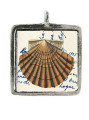 Vintage Seashell w/Letter - Pewter Picture Pendant (PW513)