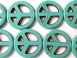 Turquoise Howlite Peace Sign Gemstone Beads 25mm (GS1336)