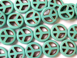 Turquoise Howlite Peace Sign Gemstone Beads 15mm (GS1337)