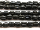 Black Fluted Glass Beads 18mm (JV134)