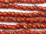 Dark Red w/Stripes Glass Beads 6-8mm (JV285)