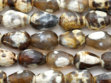 Tiger Fire Agate Faceted Teardrop Gemstone Beads 14-15mm (GS1507)