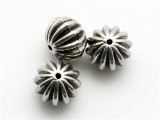 Fluted, Silver Metalized Plastic Bead 13mm (MP23)