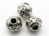 Ornate, Silver Metalized Plastic Bead 17mm (MP29)