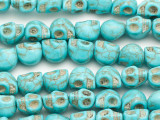 Turquoise Magnesite Skull Gemstone Beads 10mm (GS1696)