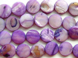 Purple Round Tabular Shell Beads 15mm (SH179)