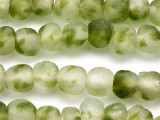 Green w/Frost Recycled Glass Beads 13-15mm - Africa (RG94)
