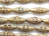 Ornate Brass Bicone Beads 32-34mm - Ghana (ME186)