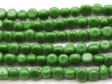 Green Triangular Glass Beads 5-6mm (JV505)