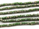 Green w/Stripes Glass Beads 4-6mm (JV523)