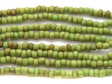 Lime Green Antiqued Glass Beads - 44" strand (JV9005)