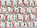 Breast Cancer Awareness Lampwork Glass Beads 8-10mm (LW1327)