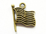 Brass American Flag - Pewter Pendant 18mm (PW1078)