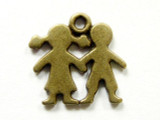Brass Boy and Girl - Pewter Pendant 16mm (PW1088)