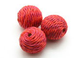Cotton Wrapped Bead - Magenta & Orange 25mm (CT143)