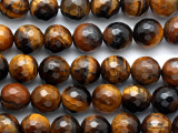 Tiger Eye Faceted Round Gemstone Beads 10mm (GS2182)
