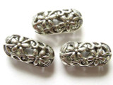 Pewter Bead - Floral Cutout Oval 20mm (PB141)