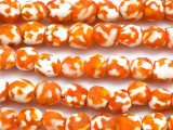 Orange & White Recycled Glass Beads 10-11mm - Africa (RG493)