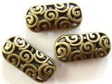 Brass Pewter Bead - Spiral Cutout Oval 22mm (PB263)