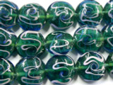 Green & Pink Lampwork Glass Beads 18mm (LW1374)