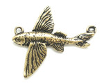 Brass Flying Fish - Steampunk Pewter Connector Pendant 34mm (PW606)