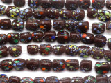 Brown Speckled Triangular Glass Beads 9-10mm (JV675)