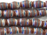 Reddish Brown Striped Sandcast Glass Beads 14mm (SC839)