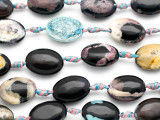 Colorful Agate Oval Tabular Gemstone Beads 18mm (GS2487)