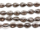 Smoky Quartz Faceted Teardrop Gemstone Beads 16mm (GS2543)