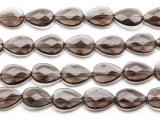 Smoky Quartz Faceted Teardrop Gemstone Beads 20mm (GS2544)