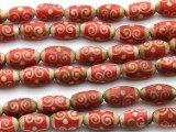 Red w/Swirls Glass Beads 18mm (JV696)