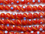Red w/Designs Glass Beads 8-10mm (JV705)