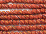 Orange Striped Glass Beads 7-9mm (JV759)
