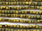 Yellow & Black Glass Beads 5-7mm (JV721)