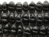 Black Fluted Glass Beads 23mm (JV769)