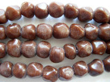 Brown Pentagonal Nugget Glass Beads 10mm (JV847)