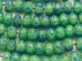 Lime Green w/Blue Lampwork Glass Beads 12mm (LW1008)