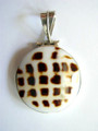 Tiger Shell & Sterling Silver Pendant 23-25mm (AP614)