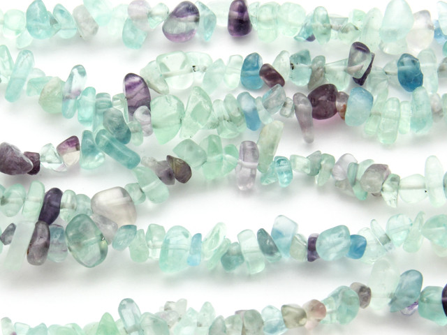 Approximately 300 beads Multi-Colored Flourite Chip Beads Stone Beads One Strand