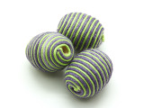 Cotton Wrapped Bead - Lavender & Lime 25mm (CT153)