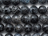 Black Fire Crackle Agate Faceted Round Gemstone Beads 9-10mm (GS2786)