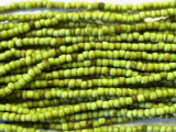 Lime Green Antiqued Glass Beads - 44" strand (JV9041)