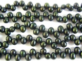 Deep Green Metallic End-Drilled Pearl Beads 7mm (PRL101)