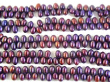 Plum Purple Metallic End-Drilled Pearl Beads 6mm (PRL102)