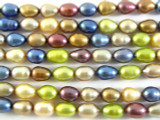 Multi-Color Assorted Metallic Irregular Oval Pearl Beads 8mm (PRL114)