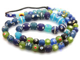 Green & Blue 'Eye' Graduated Glass Beads 6-15mm (JV794)