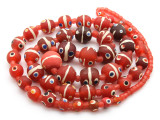 Red 'Eye' Graduated Glass Beads 4-19mm (JV795)